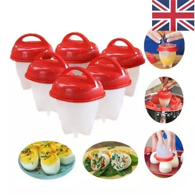 6x Egg Boiler No Messy Shells Silicone Hard Boiled Egg Cooker Daily Use • £5.64