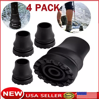 4-Pack Rubber Cane Tips 3/4 Inch Heavy Duty Walking Cane Tips Black Sturdy • $9.99