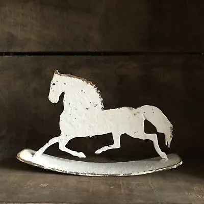 Galloping Rocking Horse Ornament Metal Shabby Chic French Rustic Antique White • £33