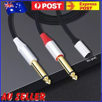 Male To Dual 6.35mm Audio Cable 1/4in Adapter Cable Y Splitter(For Lightning 2M) • $13.59