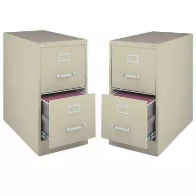 Value Pack (Set Of 2) 2 Drawer Vertical Letter File Cabinet In Putty • $419