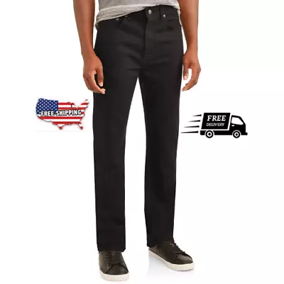 Men's Regular Fit Denim 100% Cotton 5 Pockets Jeans Men Tall Big Black Dark Blue • $19.99