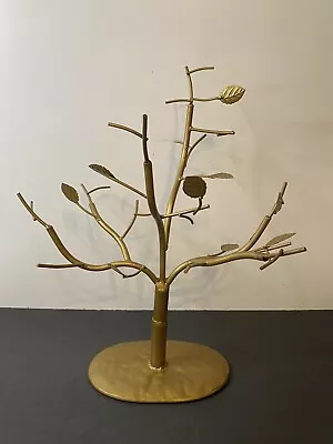 Jewelry Tree Metal Jewelry Display Stand Gold Tone Leaf Branches Design 17” H • $16.99