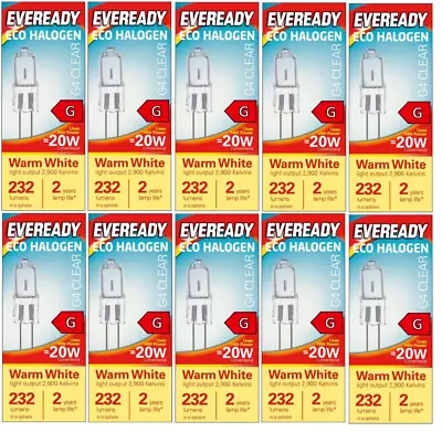 10 X 14w (20w) 12v G4 Halogen Capsule Dimmable Energy Saving (Eveready S10109) • £5.99