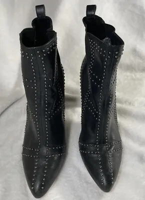 Vince Camuto Black Leather Studded Ankle Boots Women's Size 7.5 • $36