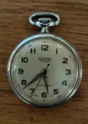 Vintage ROAMER Swiss Pocket Watch 17 Jewels • $90