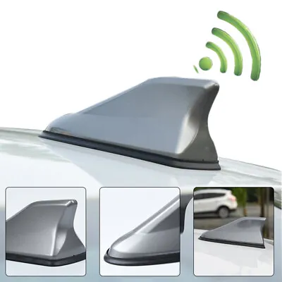 Gray Shark Fin Roof Antenna Aerial FM/AM Radio Signal Decor Car Trim Universal • $9.99