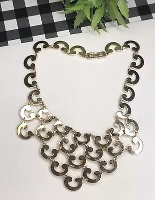 Vintage Signed MONET Gold Tone Bib Statement Necklace • $5.50