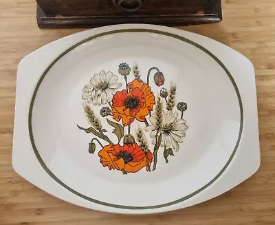 Vintage Serving Platter By JG Meakin England Red Poppies Bold Graphic Retro • £29