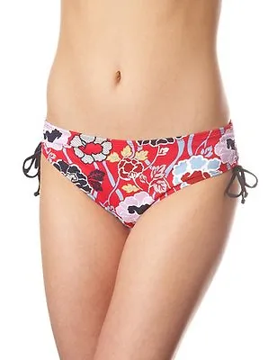 PANACHE Swimwear Loren SW0513 Drawside Ruched BIKINI BRIEF RED FLORAL UK 10 NEW • £7.95