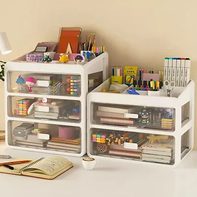 Large Desktop Makeup Case Jewelry Storage Box Holder Drawers Cosmetic Organizer • £11.95