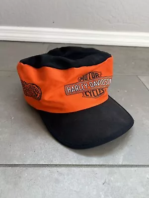 Vintage Harley Davidson Motorcycle Painters Cap Made In USA Biker Adjustable Hat • $59.97