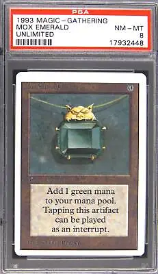 1993 Unlimited Mox Emerald Rare Magic: The Gathering Card PSA 8 • $5499.99