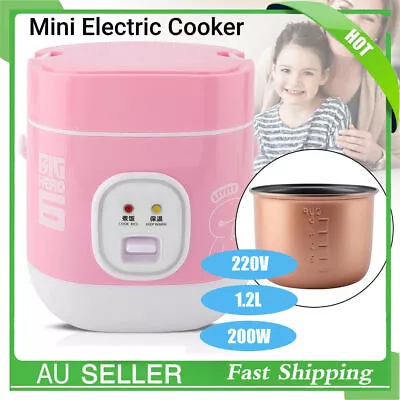 Portable 1.2L Mini Electric Rice Cooker Cooking With Steamer 3 Cups 1-2Person AU • $31.89