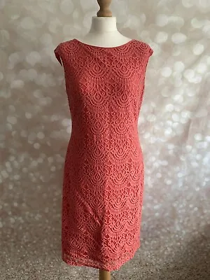 £11.90 • Buy Jessica Howard Dress Size 16 Crochet Effect Coral Bodycon *see Description *