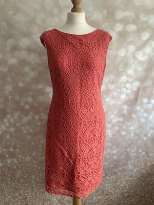 £11.90 • Buy Jessica Howard Dress Size 16 Crochet Effect Coral Bodycon *see Description *