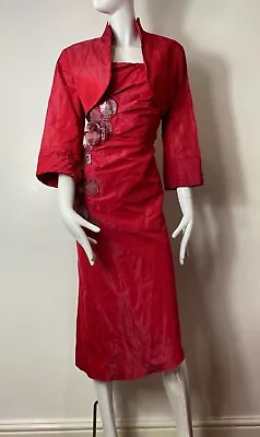 Linea Raffaelli Lady In Red Embellished Two Piece Cocktail Outfit Size Uk 16 • £159