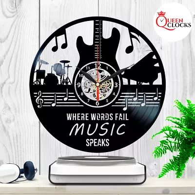 Music Jazz Rock Musician Instruments Guitar Notes Vinyl Record Wall Clock Gift • $12.99