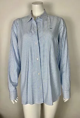 Vineyard Vines Women’s Button Up Cotton Shirt 10 Striped Blue/White Long Sleeve • $27.65