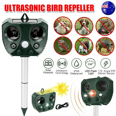 Solar Powered Ultrasonic Bird Repeller Animal Repellent Deterrent Scarer Outdoor • $29.55