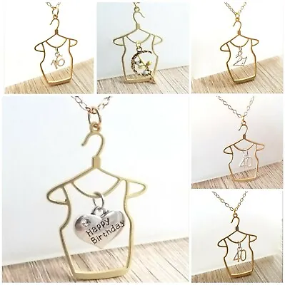 Hanger Shirt Age Birthday Gift  Present Necklace Chain 12 13 16 18 21 30 40 50 • £3.95