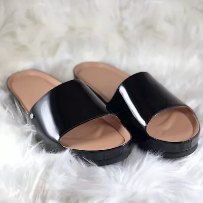UGG Jane Patent Slip On Sandals Shoes Size 9 Slide Black Casual Flat New Slip On • $59