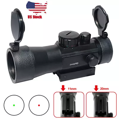 3X44 Red Green Dot Sight Scope Tactical Optics Riflescope Fit 11/20mm Rail USA • $30.99