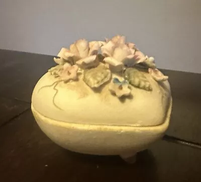 Vintage Lefton Porcelain Floral Heart Trinket Box • $10