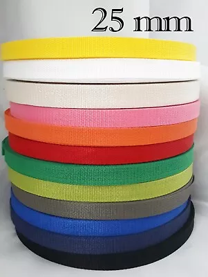 £3.75 • Buy 25mm Wide Polypropylene Webbing Strapping Upholstery Bag Handle Belts 1-5 Meters
