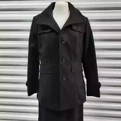 Nicole Miller New York Coat Black Button Front Women Ladies Size Medium • $40