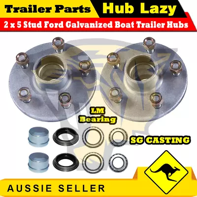 Superior Galvanised Boat Trailer Hubs 5 Stud Ford With LM / Holden Bearings • $74.99