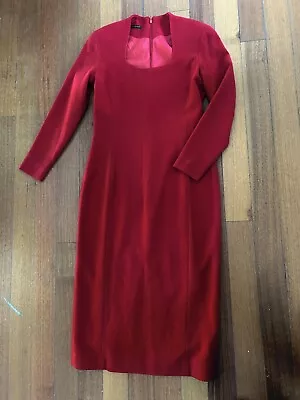 Carla Zampatti Red Wool Dress - 10  • $85