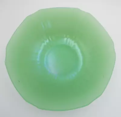 Jadeite Glass Bowl Squared Scalloped Edge 10 Inch Irridescent Vintage • $38.98