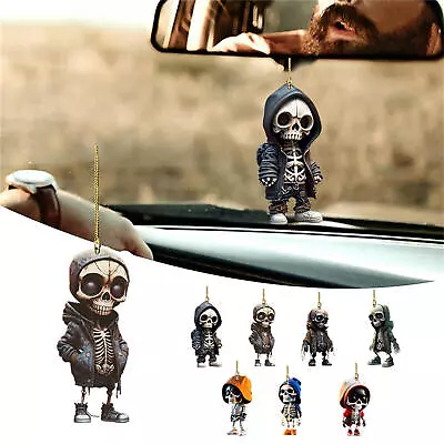 Cool Skeleton Figurine Car Hanging Ornament Rearview Mirror Pendant Decor • £5.69