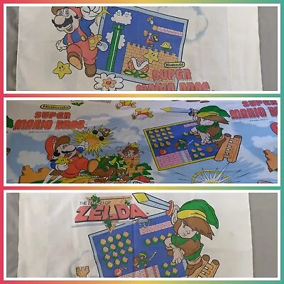 Vintage 1988 Nintendo Mario Brothers Legend Of Zelda Twin Bed Sheet & Pillow Set • $97.95