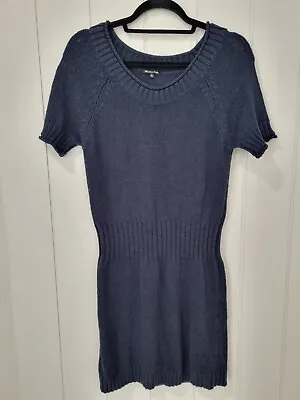 $80 • Buy Massimo Dutti Short Sleeve Navy Knit Dress. Size L