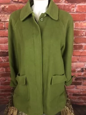 Vintage Oscar De La Renta Sz 12 Coat Jacket Avocado Green Wool Angora Blend  • $64.99