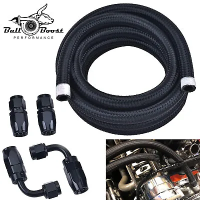 10AN/8AN/6AN Fitting Stainless Steel Braided Oil Fuel Hose Line Kit 5Feet Black • $23.94