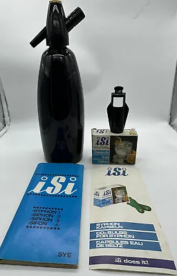 VINTAGE ISI Blue Aluminum 2250 Seltzer Soda Siphon CO2 Dispenser +Cartridges • $31.99