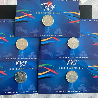 2021 Gibraltar 2020 Tokyo Olympics Diamond Finish 50p Coin Set - 5 Coins • £8