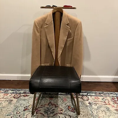 VTG Mid Century Butler Valet Gentlemen's Dressing Wardrobe Wood Vinyl Chair Seat • $149.99