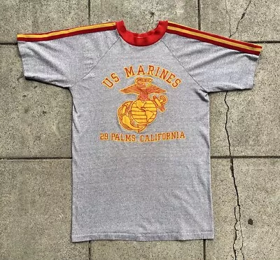 Vintage 1980’s United States Marine Corps USMC T-Shirt Single Stitch Ringer Vtg • $45