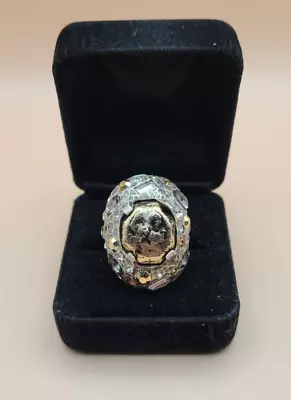 Tat2 Vintage Silver Pavia Coin & Crystal Ring Size 7.5 • $90