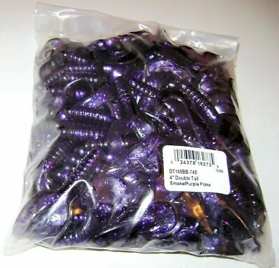 100 Mister Twister 4 Inch Double Tail Curly Tail Grub Lures Smoke Purple Flake • $19.99