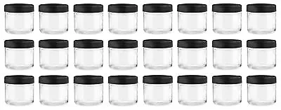 2 Ounce Clear Glass Straight Sided Spice/Canning Jars - With 53mm Black Plast... • $44.94
