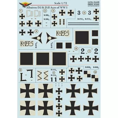 Print Scale 72-235 Decal For Airplane 1:72 Albatros D.I & D.II Aces Waterslide • $28