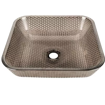 JSG Oceana 005-016-500 Cubix Vessel Platinum Hard Roc Glass Square Bathroom Sink • $79.99