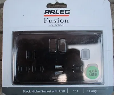 £11.99 • Buy ARLEC FUSION 2 GANG SOCKET + 2 X 4.0a USB SLIM AND SCREWLESS Choose Your Colour
