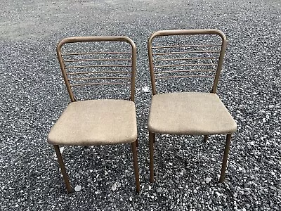 Vintage COSCO GATEFOLD CHAIR PAIR Folding Metal Mid Century Modern Dining Set 60 • $49.99