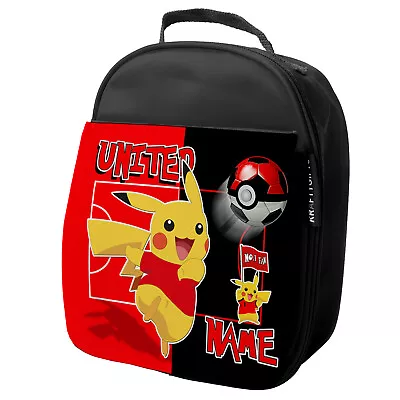Personalised Manchester Lunch Bag Pokemon Football Insulated School Lunchie PF39 • £15.95